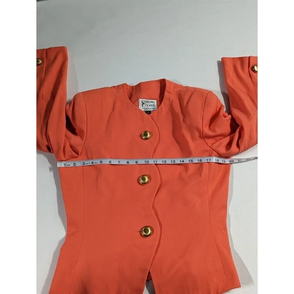 Vintage 90s Coral Peplum Blazer‎ & Skirt Suit Old Money Size 12 Academia